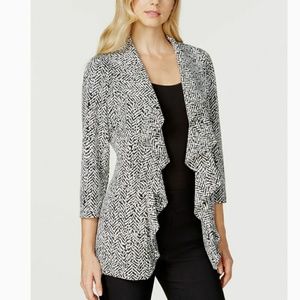 😍Calvin Klein Printed Open-front Ruffled Jacket NWT